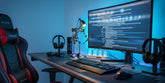 Cyberpunk lamp on desk